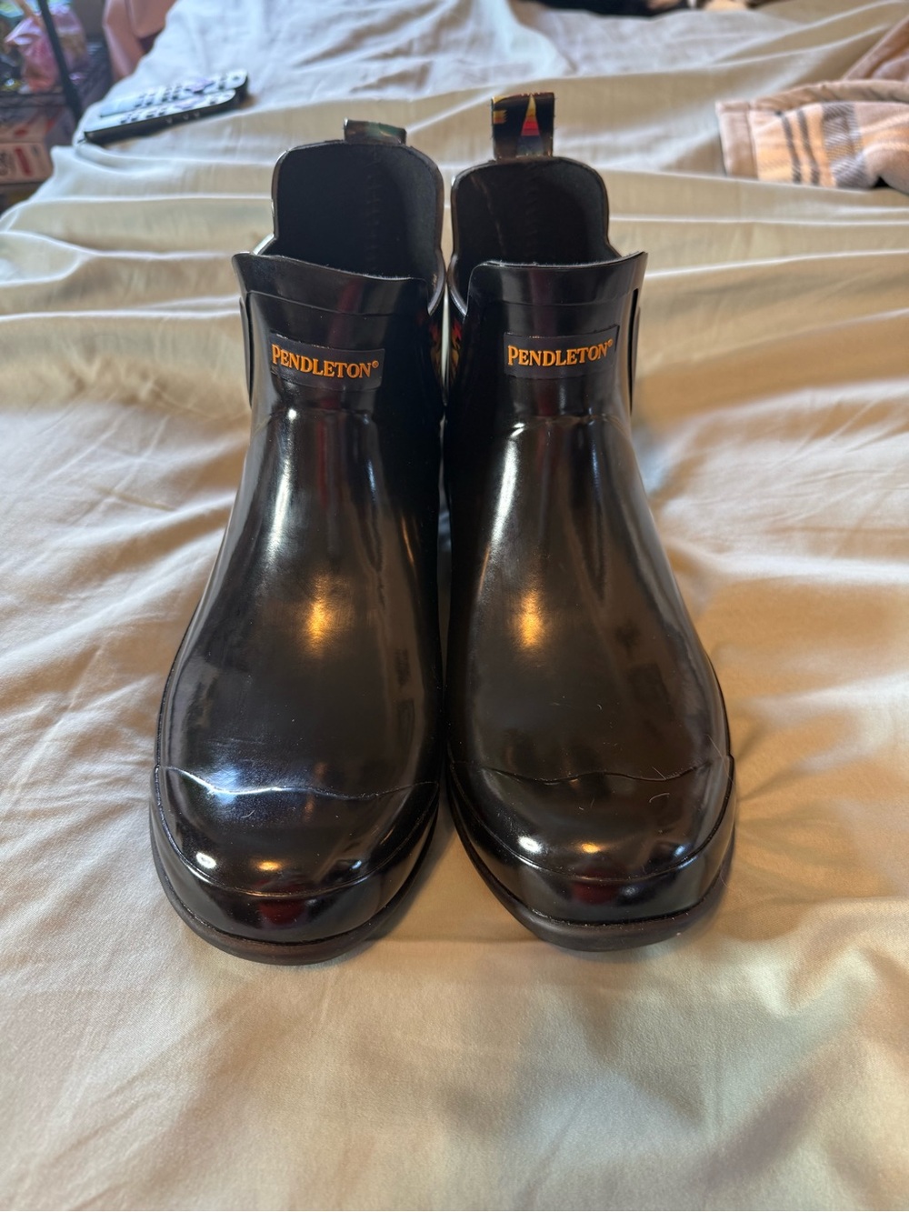 Pendleton Black Gloss Chelsea-Style Men’s Rain Boots